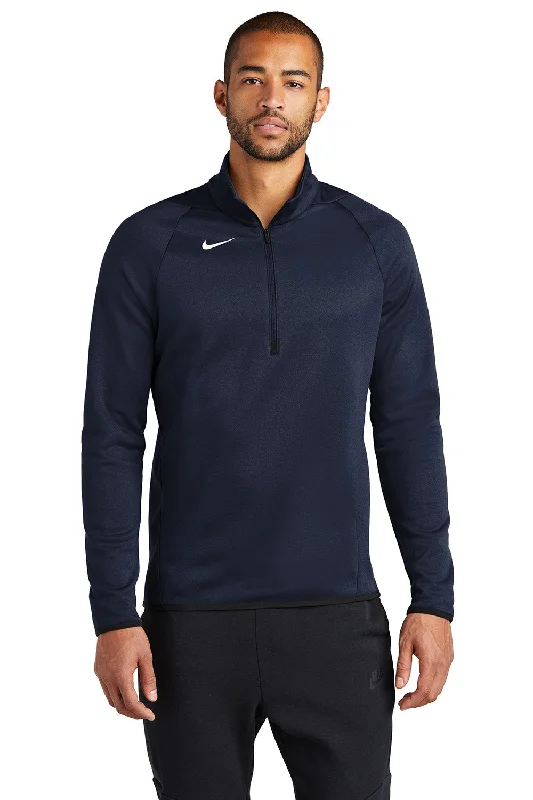 Simple Solid Color Nike Mens Therma-Fit Moisture Wicking Fleece 1/4 Zip Sweatshirt - Team Navy Blue - NEW Simple Solid Color Nike Mens Therma-Fit Moisture Wicking Fleece 1/4 Zip Sweatshirt - Team Navy Blue - NEW