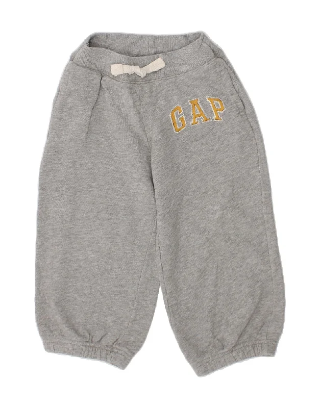 Stylish Ease GAP Girls Graphic Tracksuit Trousers Joggers 2-3 Years Grey Cotton