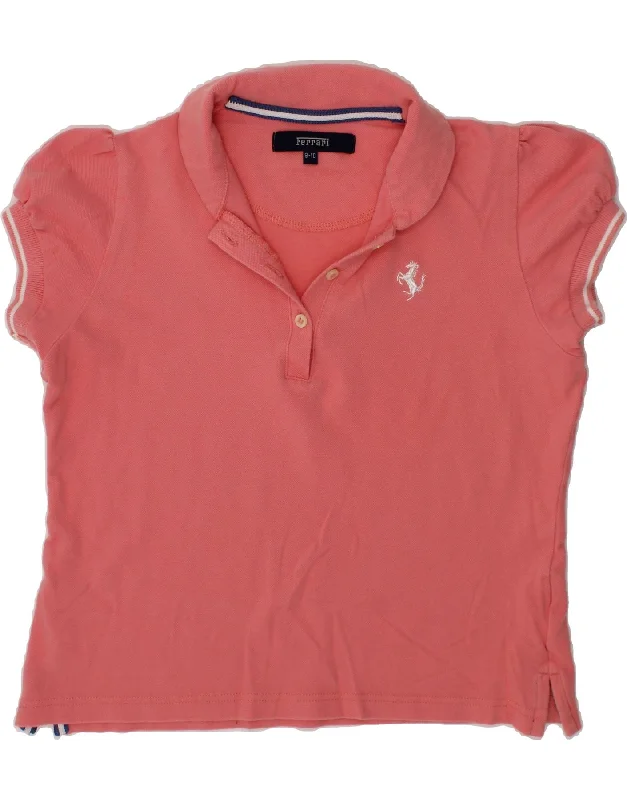 Cozy Lounge Wear FERRARI Girls Polo Shirt 9-10 Years Red Cotton