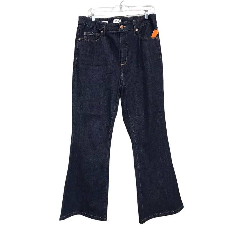 Carefree Style Jeans Flared By Ava & Viv In Blue Denim, Size:16
