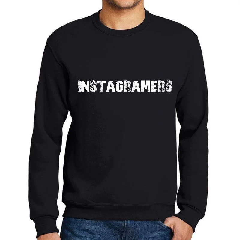 Fashion Touch Men's Printed Graphic Sweatshirt Popular Words INSTAGRAMERS Deep Black Fashion Touch Men's Printed Graphic Sweatshirt Popular Words INSTAGRAMERS Deep Black