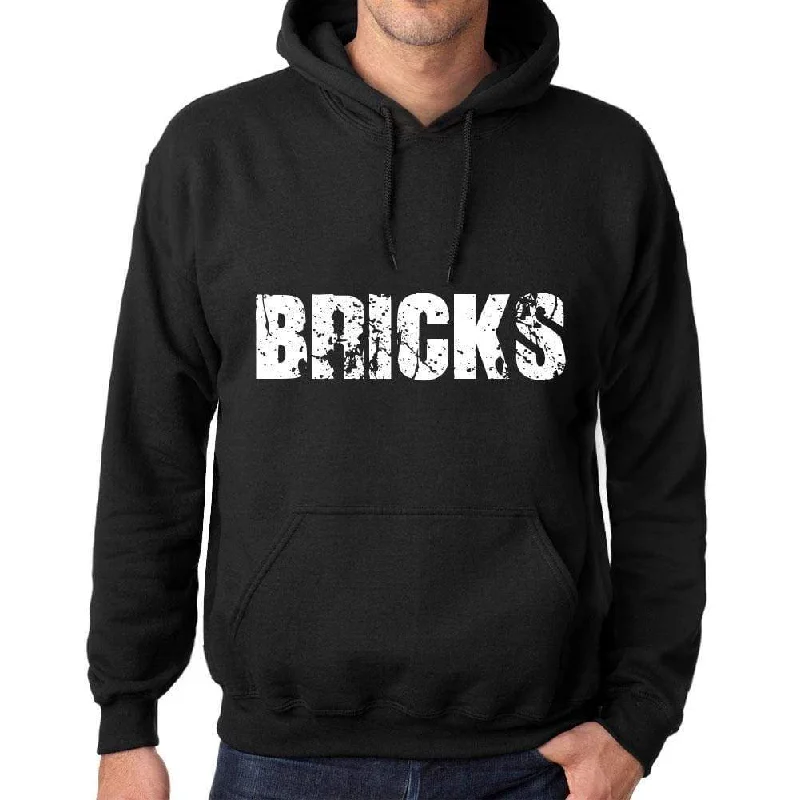Urban Sense Men's Women's Unisex Printed Graphic Cotton Hoodie Soft Heavyweight Hooded Sweatshirt Pullover Popular Words BRICKS Deep Black