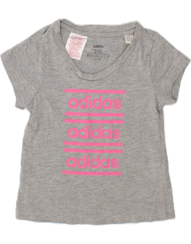 Easy-to-Wear ADIDAS Girls Graphic T-Shirt Top 5-6 Years 2XS Grey Cotton