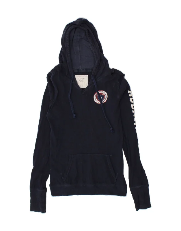 Wandering freely ABERCROMBIE & FITCH Girls Hoodie Jumper 13-14 Years Large Navy Blue Cotton