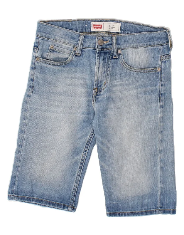 Comfortable Fashion LEVI'S Girls 511 Slim Fit Denim Shorts 13-14 Years W28  Blue Cotton