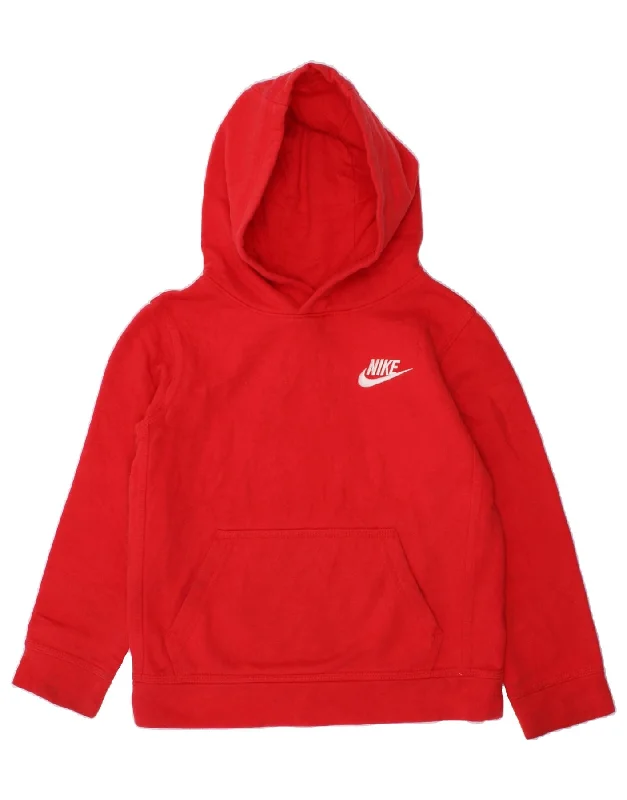 High-end Wear NIKE Boys Hoodie Jumper 6-7 Years Large Red Cotton