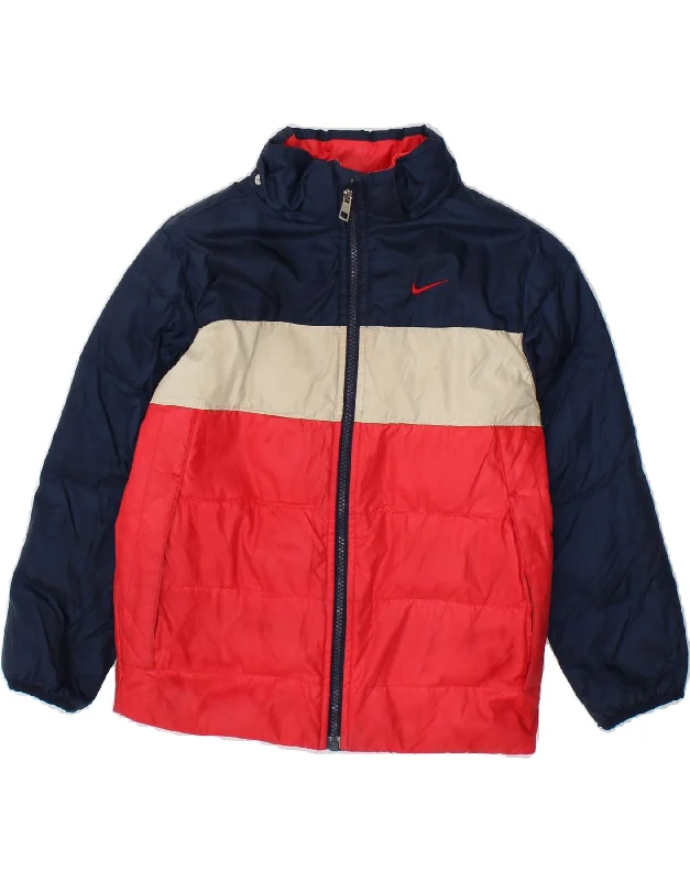 Elegant And Elegant NIKE Boys Padded Jacket 5-6 Years Red Colourblock Polyester