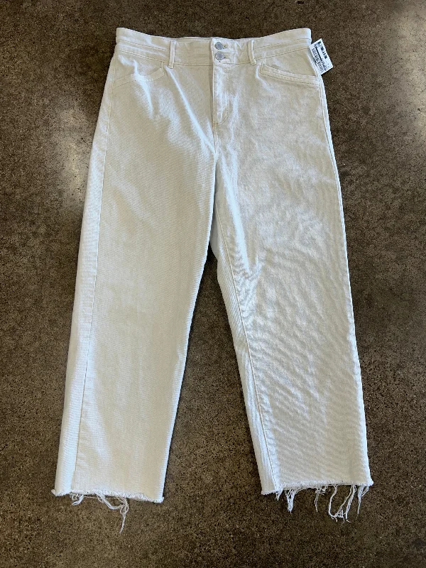 Trendy Comfort Wear Jeans Cropped By Ann Taylor In Cream, Size: 8