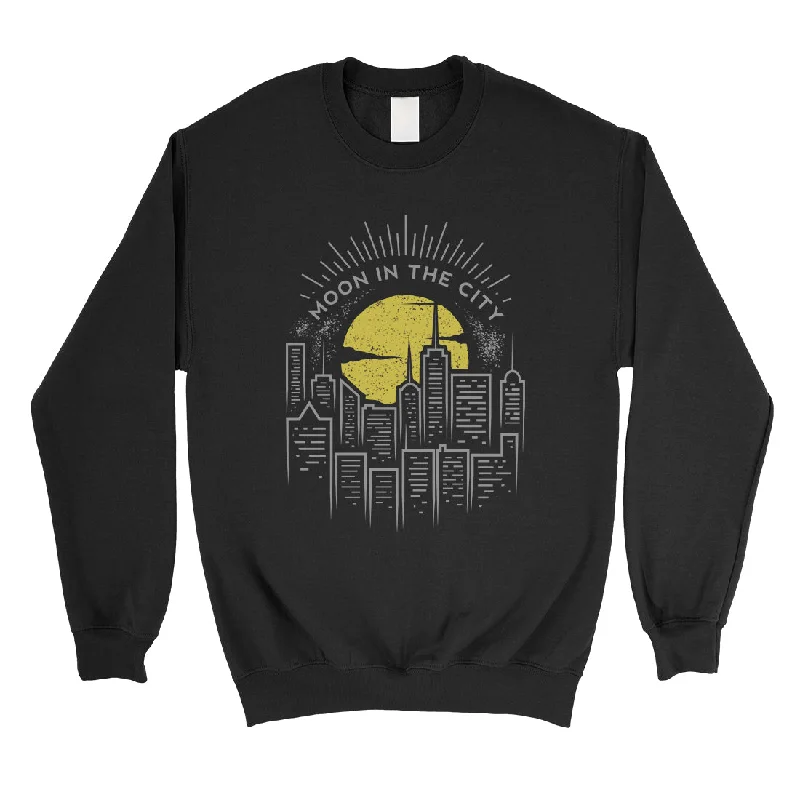 Minimal Style Moon In City Unisex Crewneck Sweatshirt Gift Unique Vintage Design
