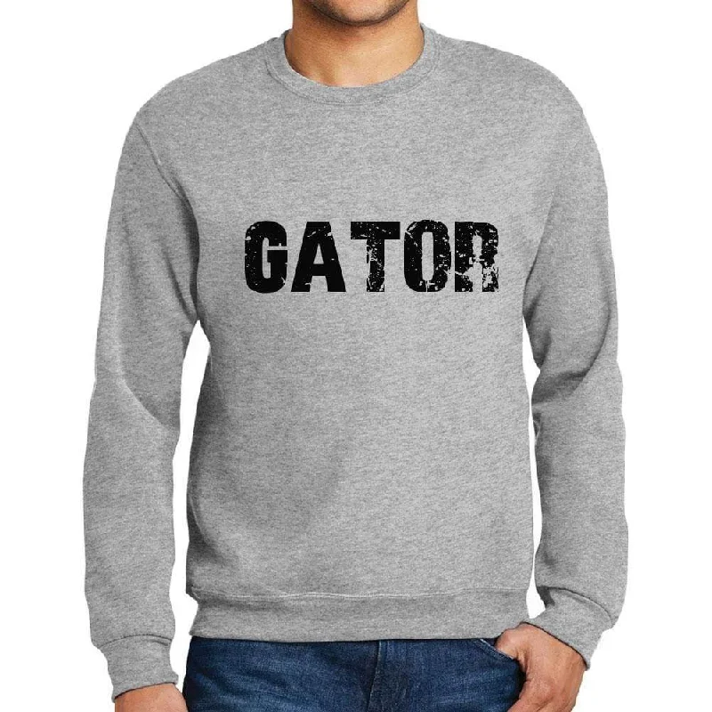 Fresh And Natural Men's Printed Graphic Sweatshirt Popular Words GATOR Grey Marl