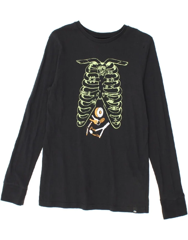 Elegant Style ANIMAL Boys Graphic Top Long Sleeve 11-12 Years Black Cotton