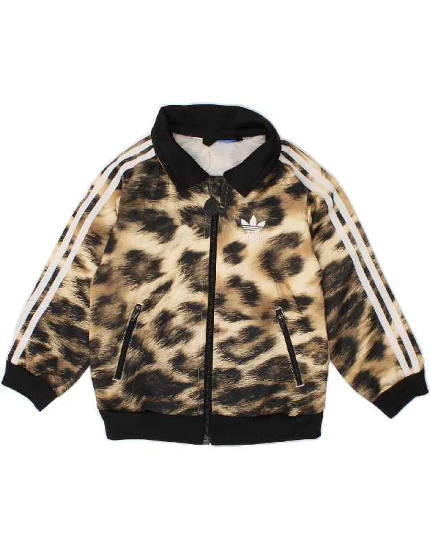 Fashionable Items ADIDAS Baby Girls Tracksuit Top Jacket 9-12 Months Beige Animal Print