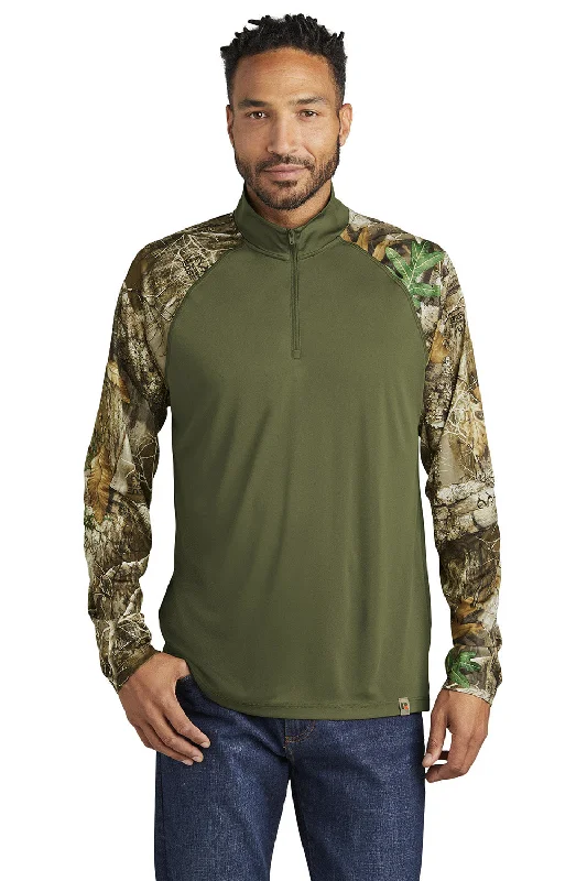 Cozy Chic Wear Russell Outdoors Mens Realtree Colorblock Moisture Wicking 1/4 Zip Sweatshirt - Olive Drab Green/Realtree Edge Camo - NEW Cozy Chic Wear Russell Outdoors Mens Realtree Colorblock Moisture Wicking 1/4 Zip Sweatshirt - Olive Drab Green/Realtree Edge Camo - NEW
