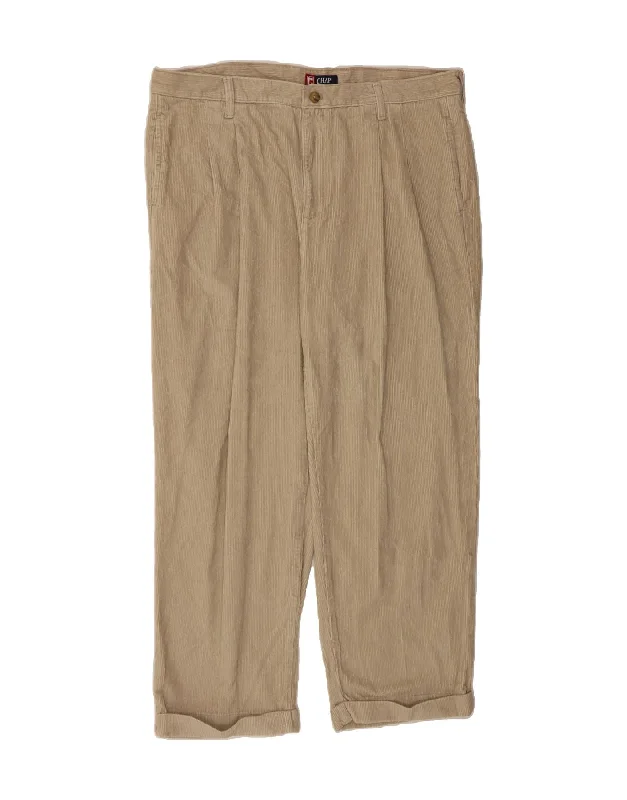 Sports Series CHAPS Mens Pegged Corduroy Trousers W40 L30 Beige Cotton