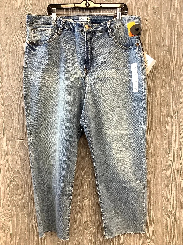 Minimal Comfort Jeans Straight By Ava & Viv In Blue Denim, Size: 20