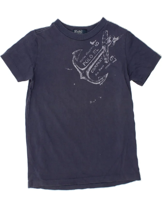 Sports And Leisure POLO RALPH LAUREN Boys Graphic T-Shirt Top 3-4 Years Navy Blue Cotton