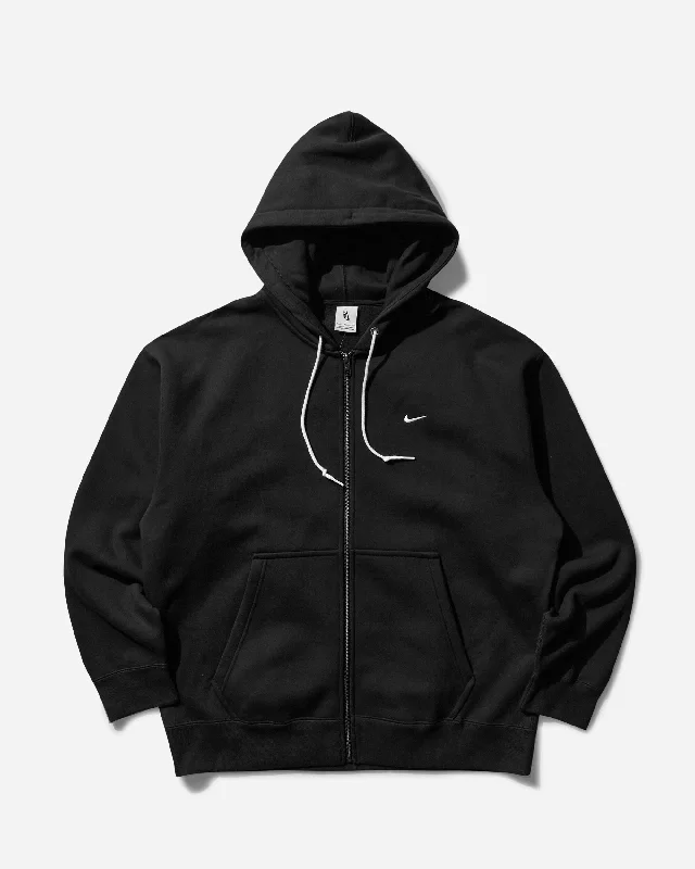 Elegant Outline Men's Solo Swoosh Full-Zip Hoodie Black