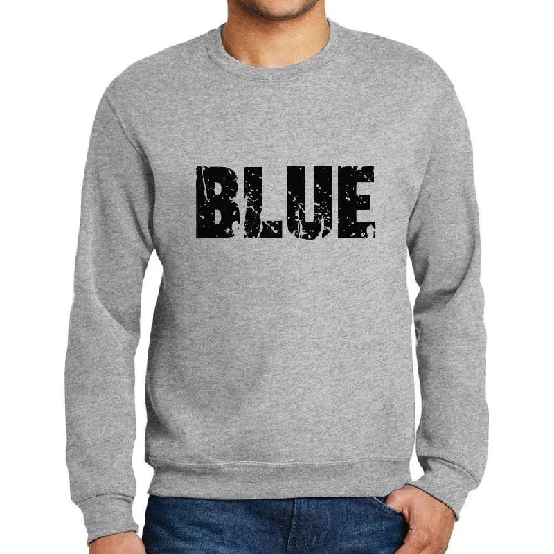 Fashion And Simplicity Men's Printed Graphic Sweatshirt Popular Words BLUE Grey Marl