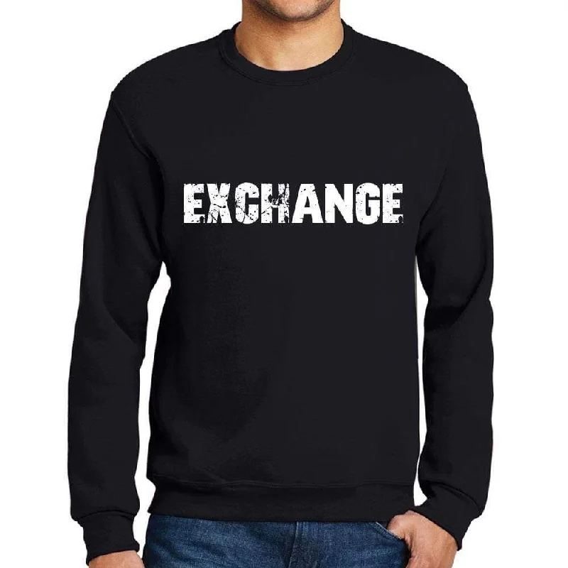 Casual Elegance Men's Printed Graphic Sweatshirt Popular Words EXCHANGE Deep Black