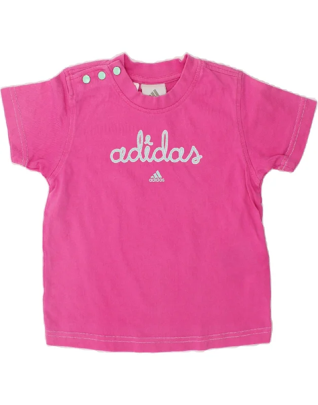 European Plan ADIDAS Baby Girls Graphic T-Shirt Top 6-9 Months Pink Cotton