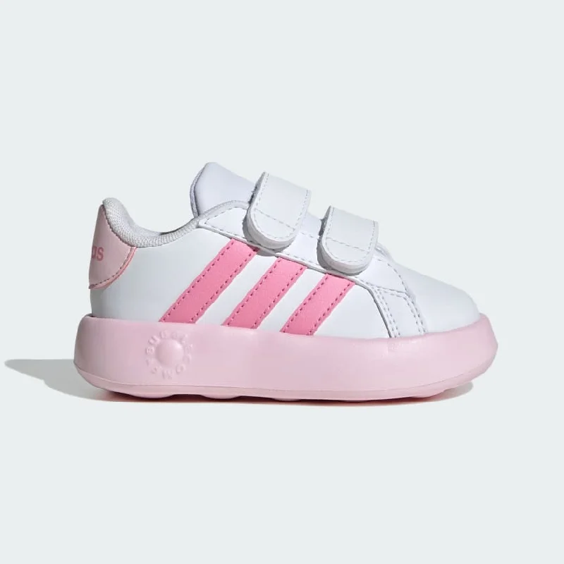 Embroidered Letters ADIDAS KID'S GRAND COURT 2.0 WHITE/PINK SHOES