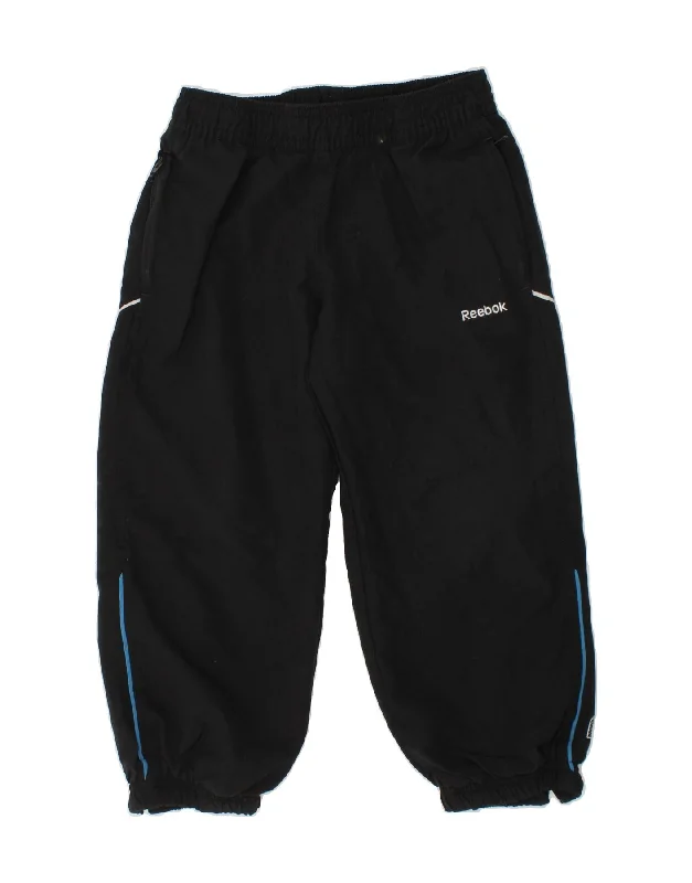 Exquisite Tailoring REEBOK Boys Graphic Tracksuit Trousers 2-3 Years Black Polyester