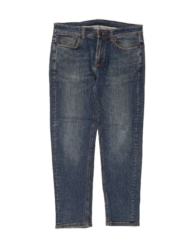 New Design CREW CLOTHING Mens Slim Jeans W34 L29 Blue Cotton