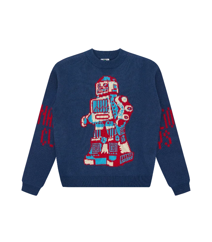 Fresh And Simple KIDS WALKING ROBOT KNITTED JUMPER - NAVY