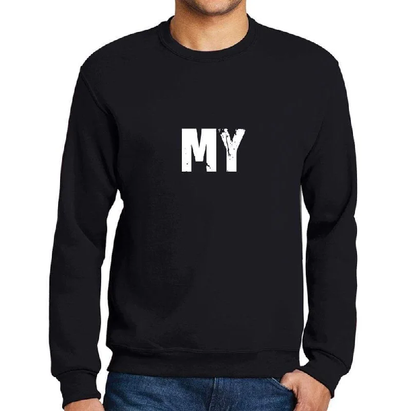 Fashion Style Men's Printed Graphic Sweatshirt Popular Words MY Deep Black