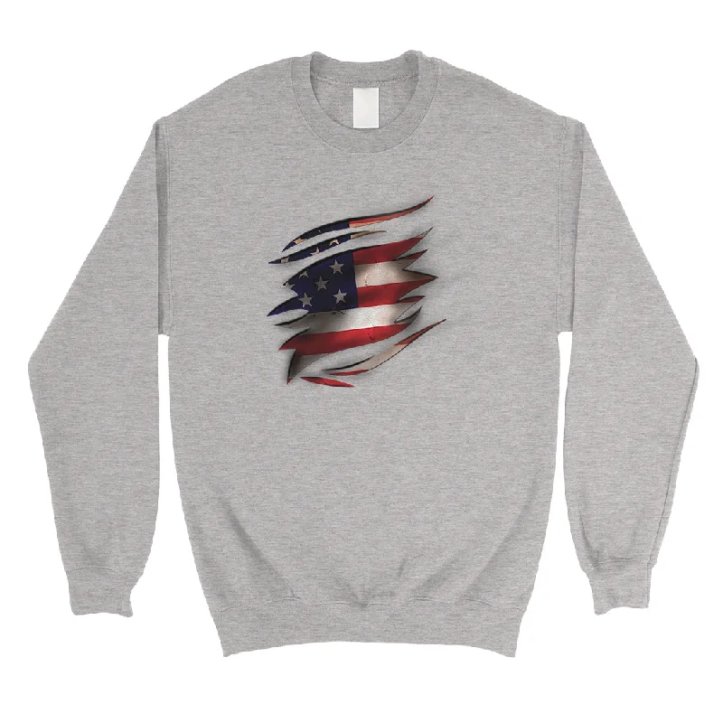 Exquisite Craftsmanship American Flag Ripped Unisex Crewneck Sweatshirt 4th Of July Outfit Exquisite Craftsmanship American Flag Ripped Unisex Crewneck Sweatshirt 4th Of July Outfit