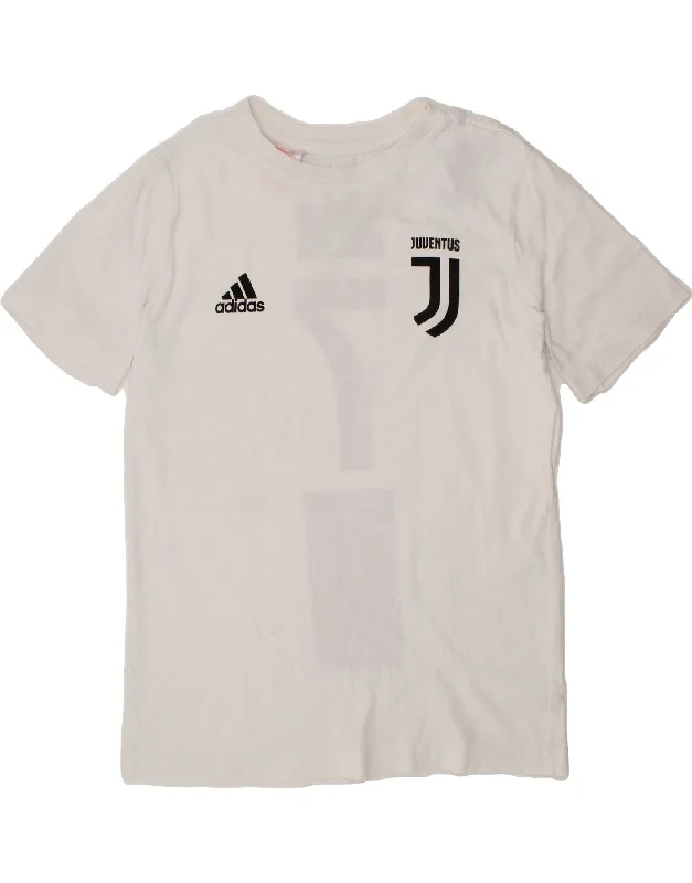 Fashionable And Versatile ADIDAS Boys Juventus Graphic T-Shirt Top 9-10 Years White