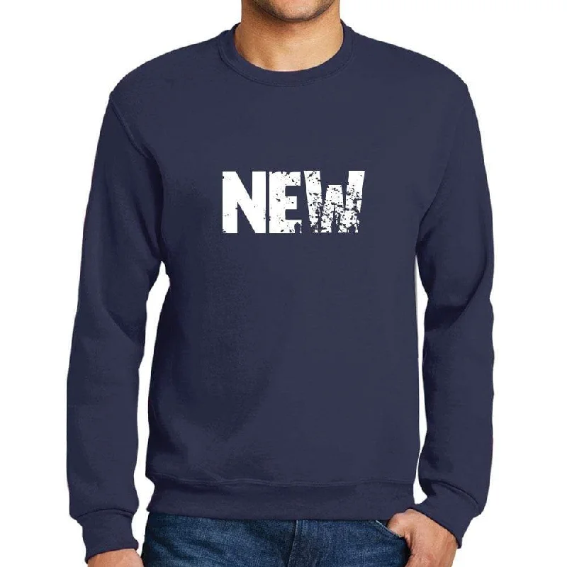 Casual And Casual Men's Printed Graphic Sweatshirt Popular Words NEW French Navy