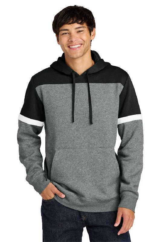 Exclusive Customization Sport-Tek Mens Drive Fleece Colorblock Hooded Sweatshirt Hoodie w/ Pouch Pocket - Black/Heather Vintage Grey - NEW Exclusive Customization Sport-Tek Mens Drive Fleece Colorblock Hooded Sweatshirt Hoodie w/ Pouch Pocket - Black/Heather Vintage Grey - NEW