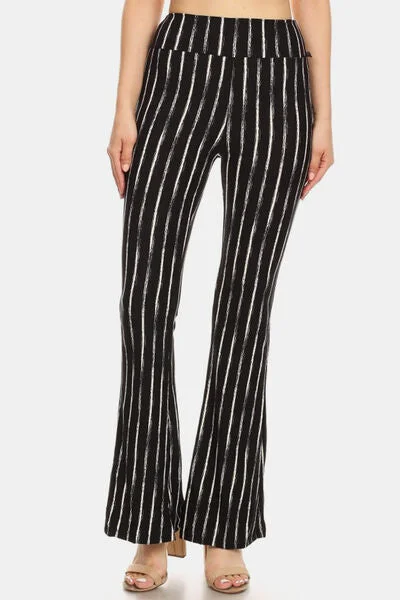 Stretch Design Leggings Depot Striped High Waist Flare Pants