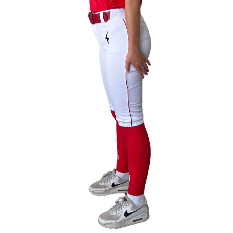 Feminine Charm BRUCE BOLT Premium Pro Softball Knicker - WHITE w/ Red