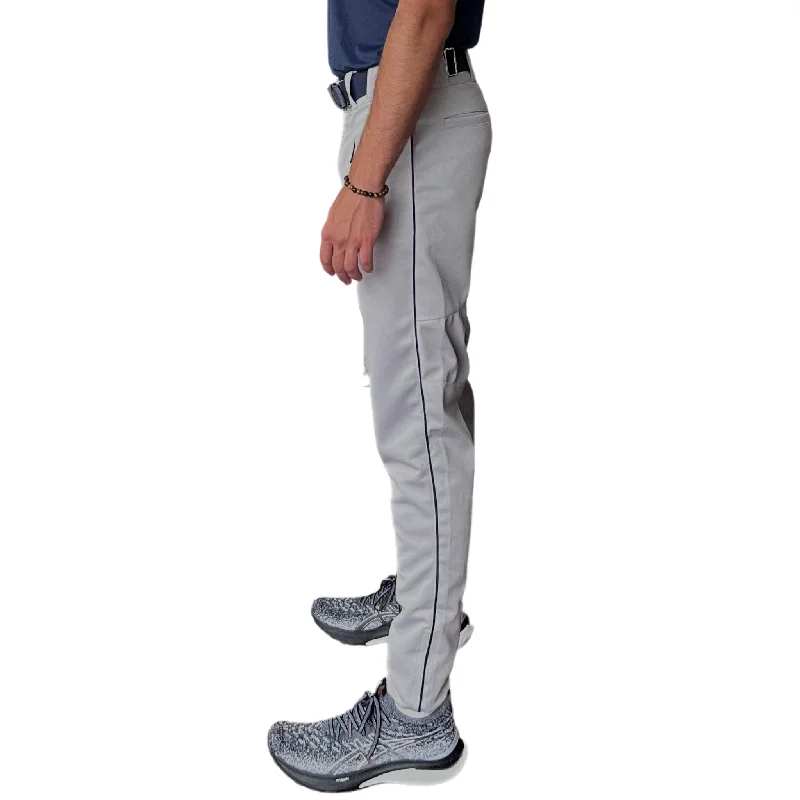 Comfortable And Cold-proof BRUCE BOLT Premium Pro Baseball Pant - GREY w/ Navy Piping