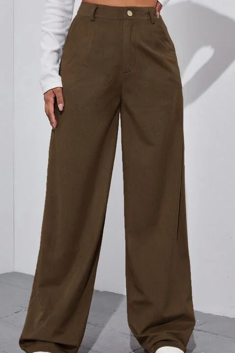Minimalism Straight Leg High Waist Pants