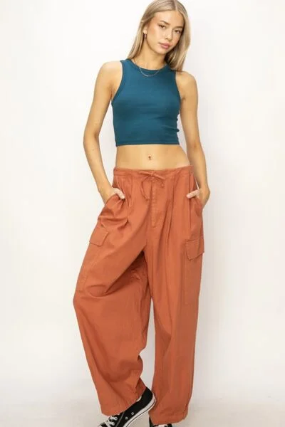 British Fashion HYFVE Drawstring Cargo Wide Leg Pants