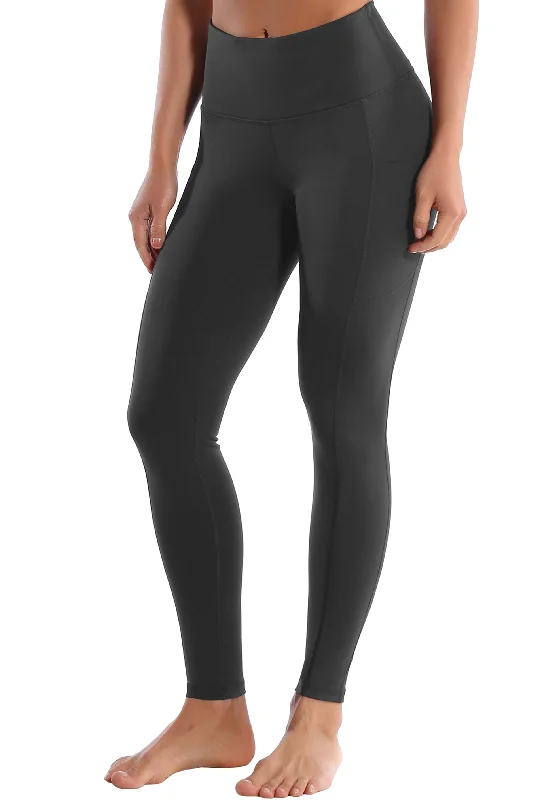 European And American Style Hip Line Side Pockets Yoga Pants shadowcharcoal