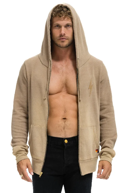 New Season Series BOLT STITCH 2 ZIP HOODIE - FADED TAN