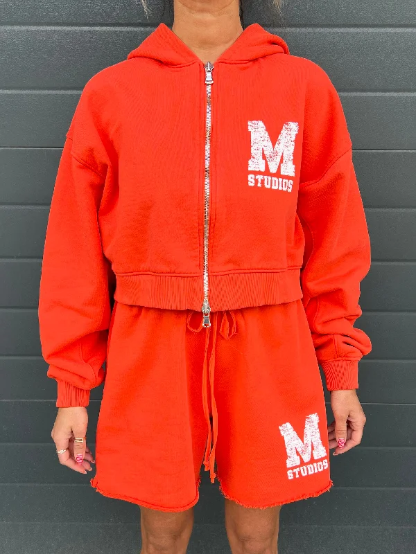 Thin Design Candy Red M Studios Cropped Zip up.