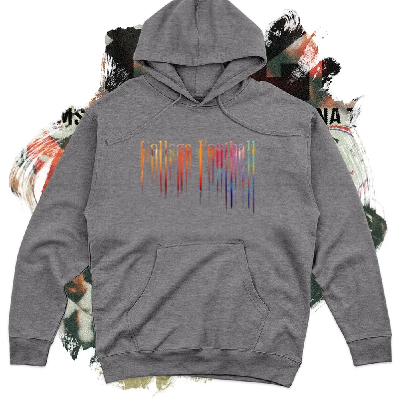 Cozy Dress College Football Rainbow Drip Midweight Hoodie