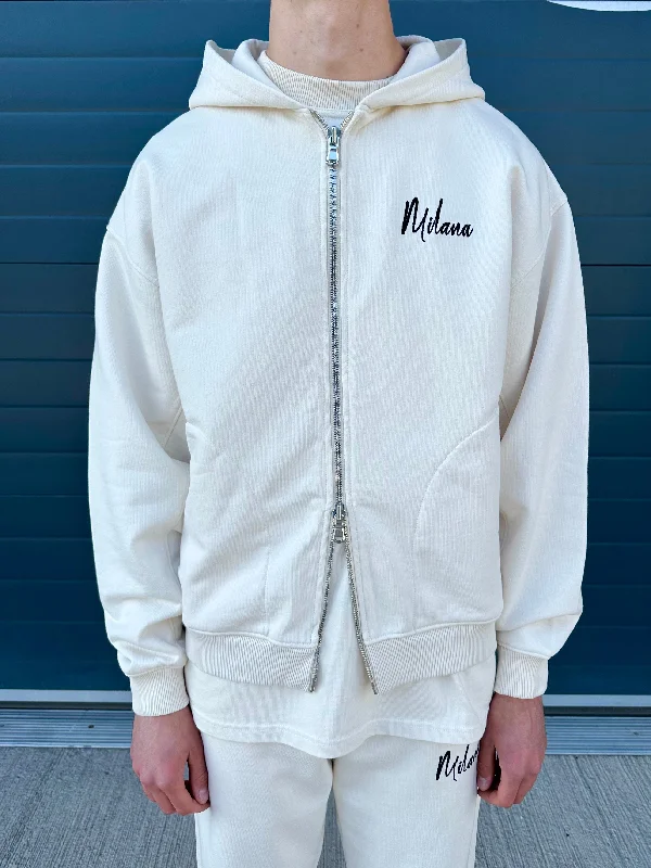 Sports Design Cream Essential Zip Hoodie.