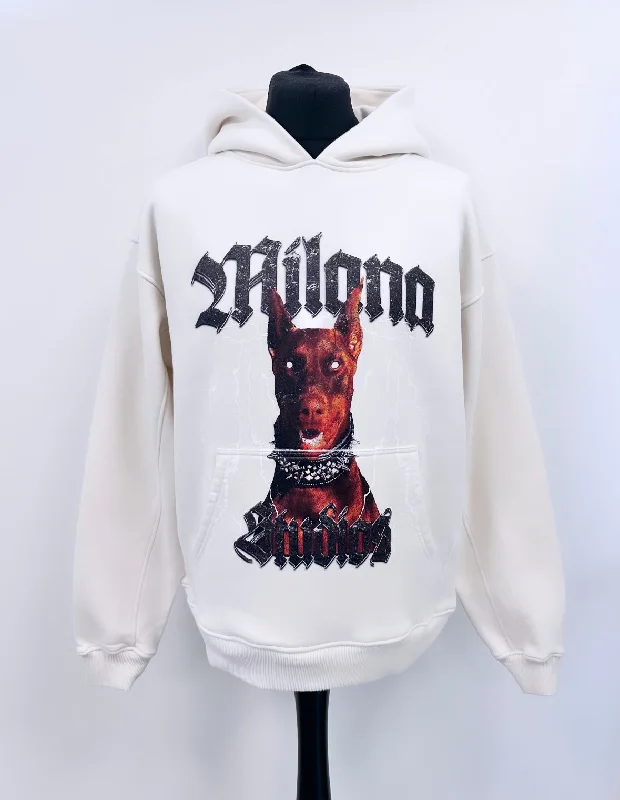 Party Wear Cream Heavyweight Graphic Hoodie.
