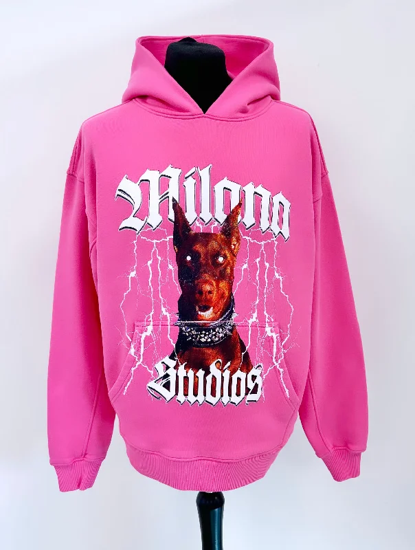 Trendy Traveler Hot Pink Heavyweight Graphic Hoodie.