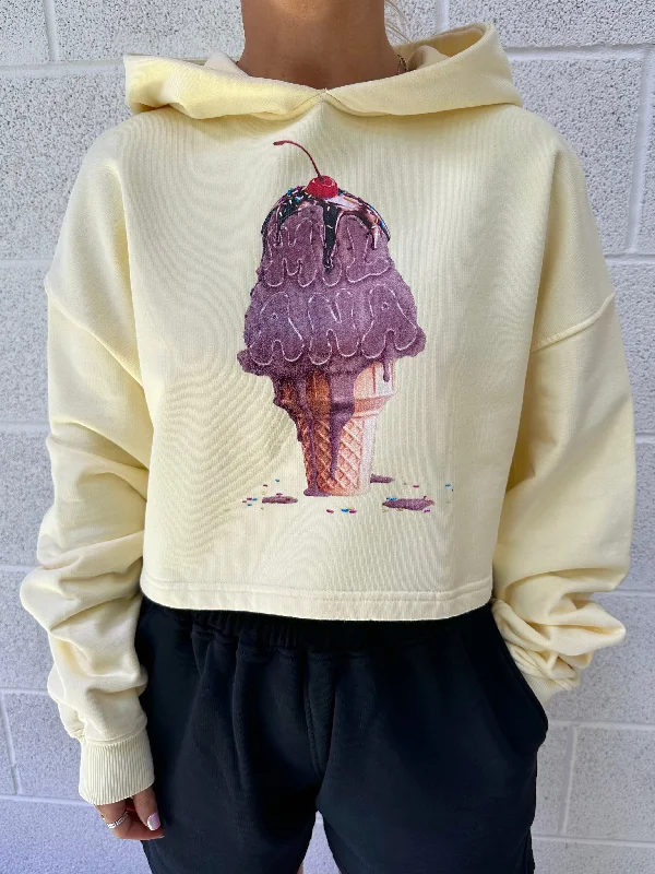 Light And Breathable Lemon Ice Cream Cropped Hoodie.