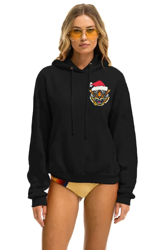 Chic Relaxation MEMBER EXCLUSIVE SANTA TIGER RELAXED PULLOVER HOODIE - BLACK