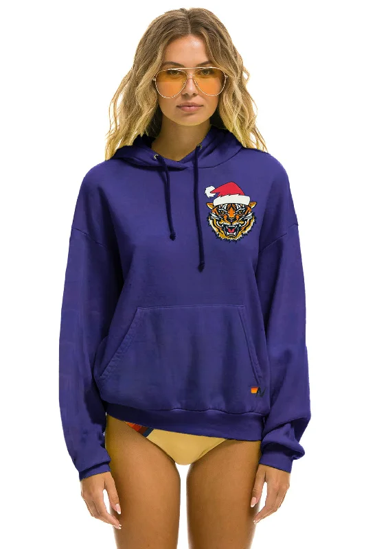 Soft Textures MEMBER EXCLUSIVE SANTA TIGER RELAXED PULLOVER HOODIE - PURPLE