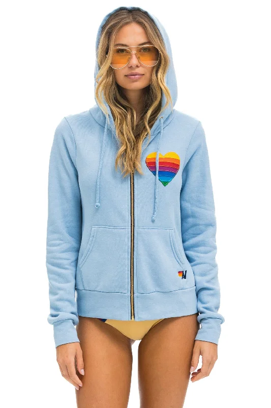 Stretch Design RAINBOW HEART STITCH ZIP HOODIE - ICE