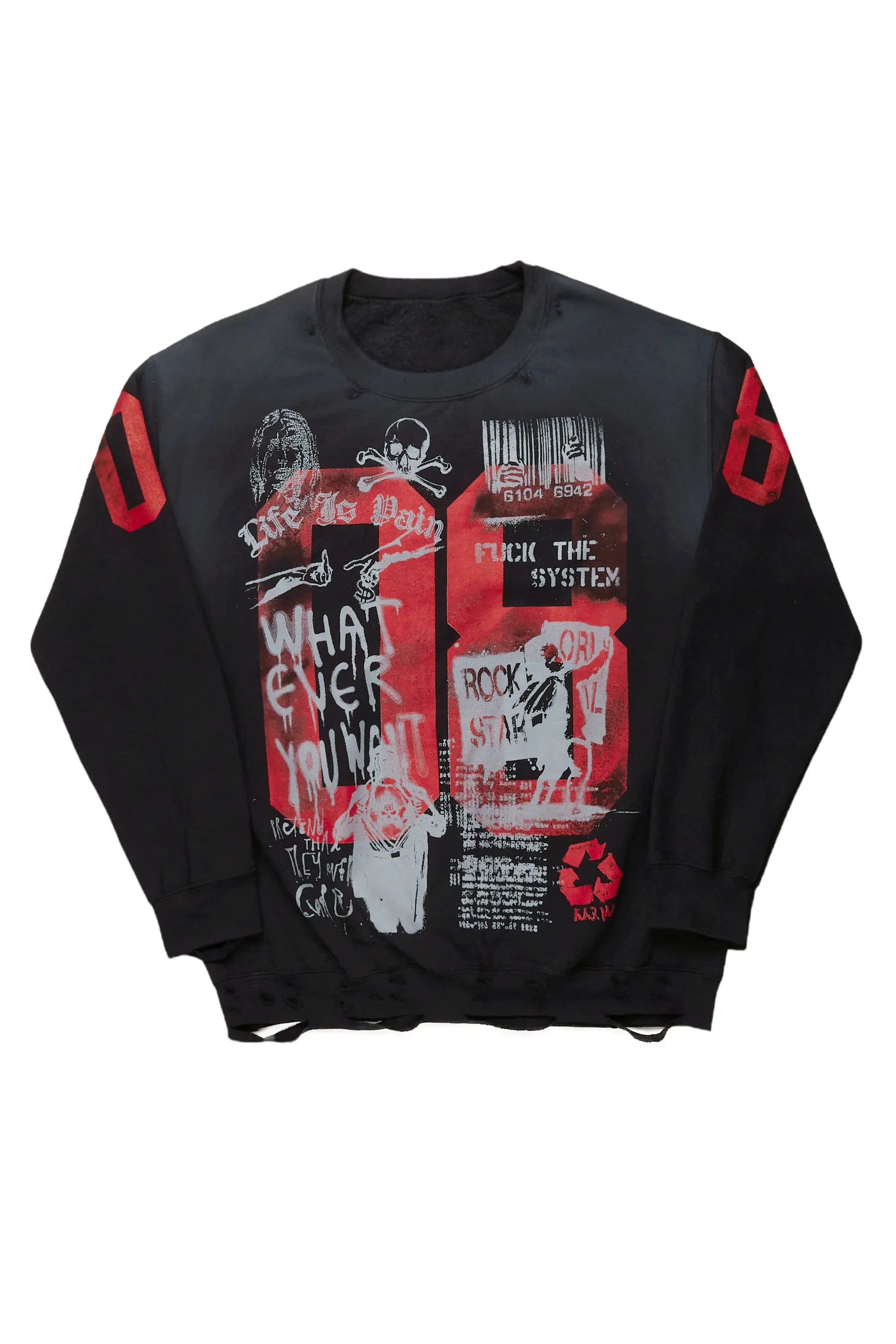 Stylish Casuals Grill Black Graphic Crewneck